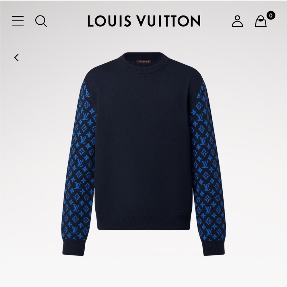 Louis Vuitton Men's Monogram Mix Cashmere Crewneck Navy Blue